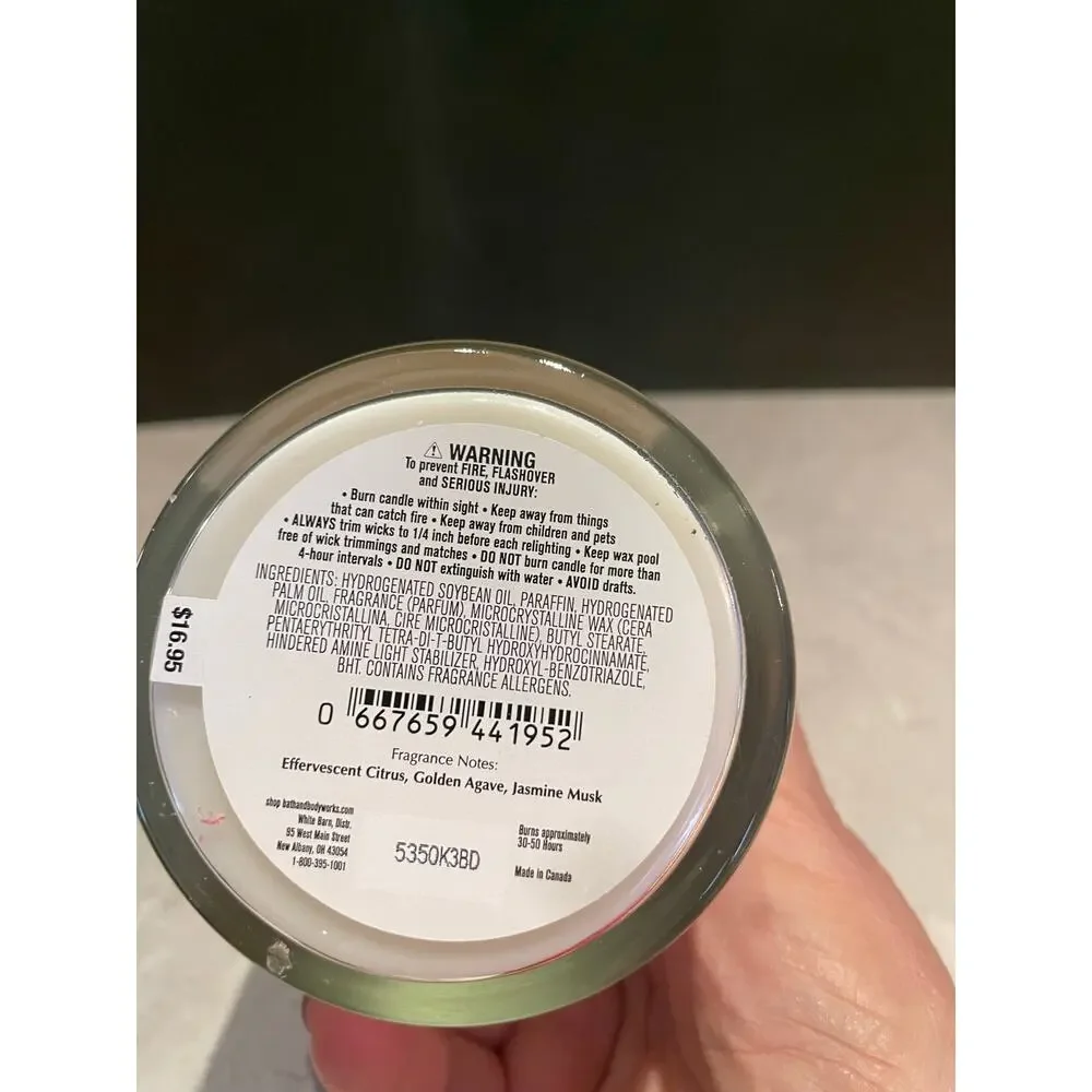 Bath Bodywork White Barn 8oz Soy Candle Sweet Orange & Agave citrus,jasmine Musk